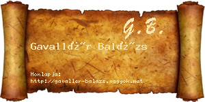 Gavallér Balázs névjegykártya